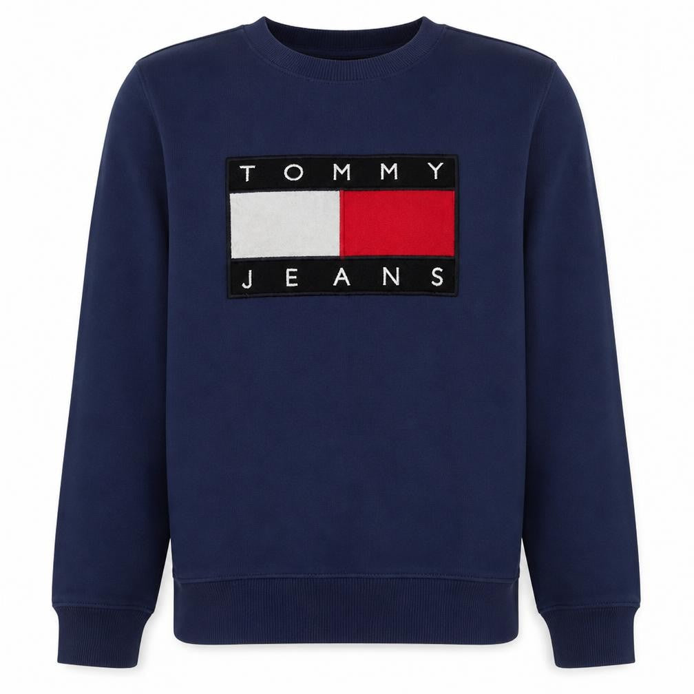 Tommy Jeans Men's Blue XL Crew Neck Logo Sweatshirt