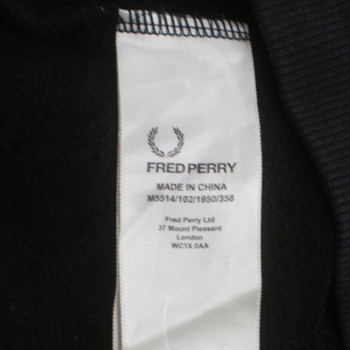 Fred Perry Men's Black Logo Crew Neck Sweatshirt Size L