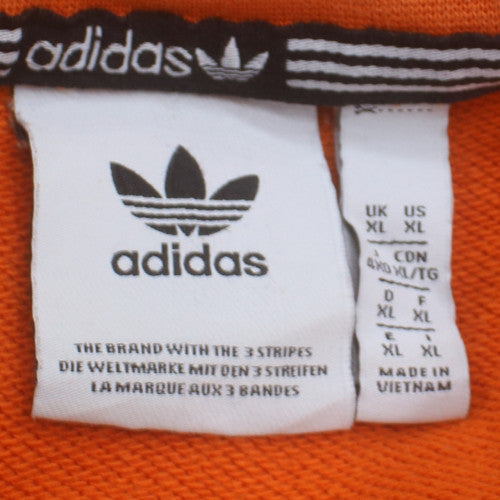 Adidas Men's Orange Black XL Pullover Sweatshirt Crew Neck Logo