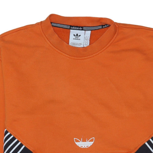 Adidas Men's Orange Black XL Pullover Sweatshirt Crew Neck Logo