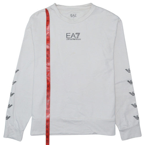 Emporio Armani EA7 Men's White Logo Crew Neck Sweatshirt Size L