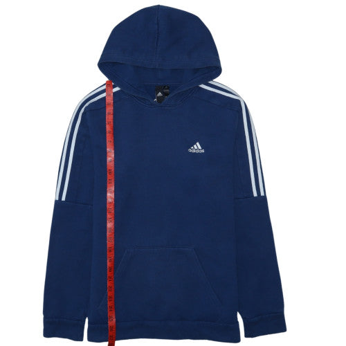 Adidas Mens Blue Pullover Hoodie Classic Fit Long Sleeve