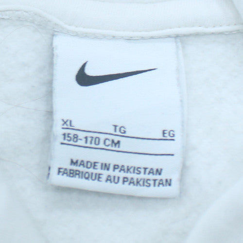 Nike Boys White XL Pullover Hoodie with Logo & Kangaroo Pocket