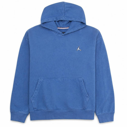 Front view of Jordan Men's Blue XL Pullover Hoodie with Logo - Classic Style