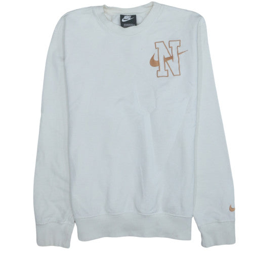 Nike Women White XS Pullover Sweatshirt Crew Neck Logo Cotton