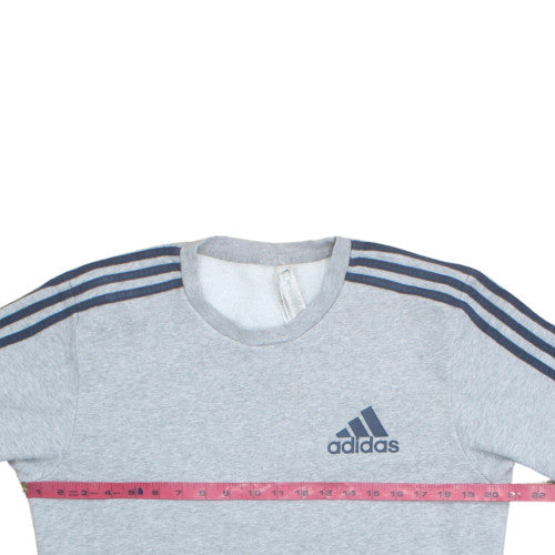 Adidas Mens Grey Crew Neck Pullover Fleece Sweatshirt M