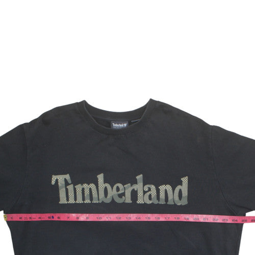 Timberland Men Black XL Pullover Sweatshirt Logo Fleece Crew Neck