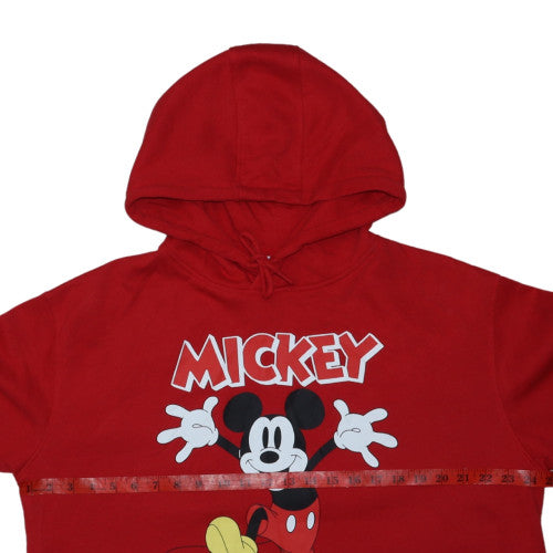 Disney Mickey Mouse Red Hoodie Women L Pullover Cotton Sweatshirt
