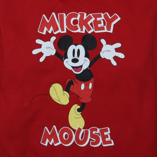 Disney Mickey Mouse Red Hoodie Women L Pullover Cotton Sweatshirt