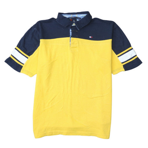 Tommy Hilfiger Men’s Yellow & Blue Colourblock Polo Shirt XL