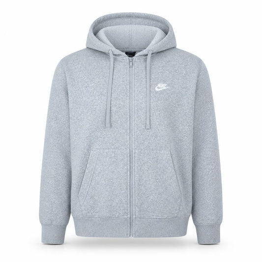 Nike Men's Grey Full Zip Fleece Hoodie M Regular Fit