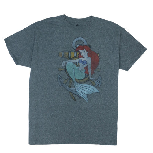 Disney Men’s Grey Ariel Graphic Crew Neck 2XL T-Shirt