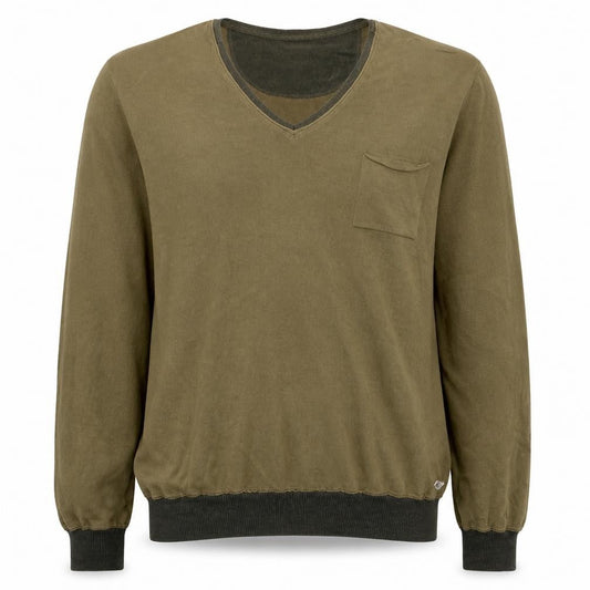 Hugo Boss Men's Green V-Neck Cotton Pullover Jumper L