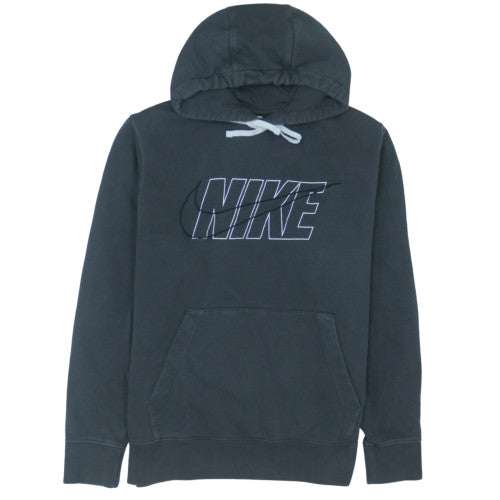 Nike Men’s Grey Pullover Hoodie L Logo Graphic Fleece Sweatshirt