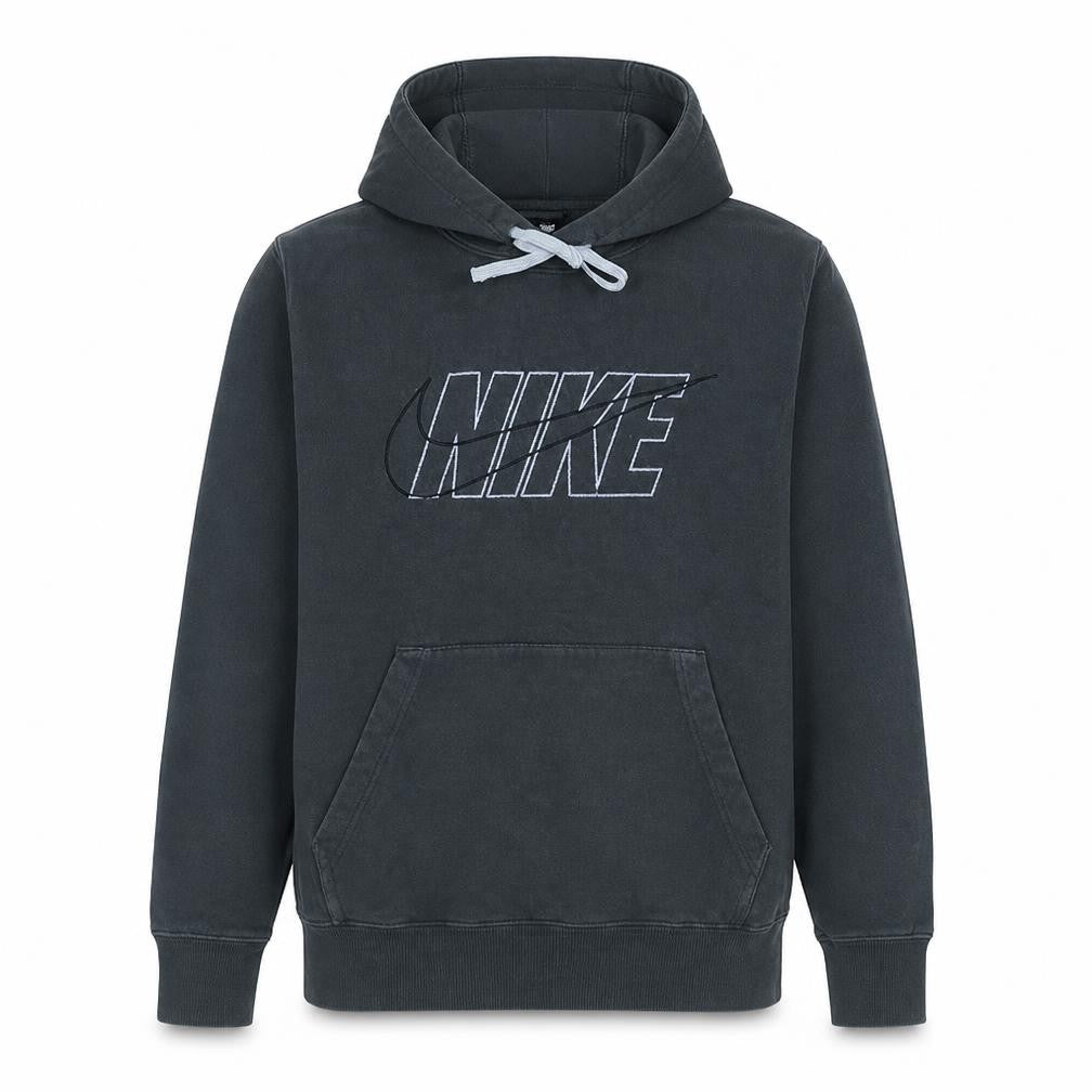 Nike Men’s Grey Pullover Hoodie L Logo Graphic Fleece Sweatshirt