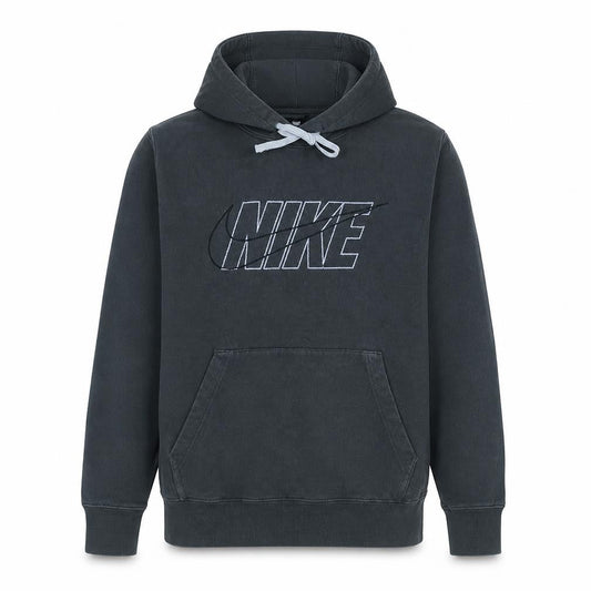 Nike Men’s Grey Pullover Hoodie L Logo Graphic Fleece Sweatshirt