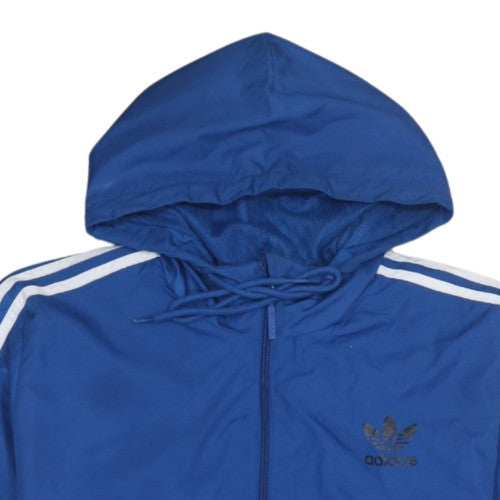 Adidas Men's Blue Windbreaker Hooded Jacket Size L Lightweight