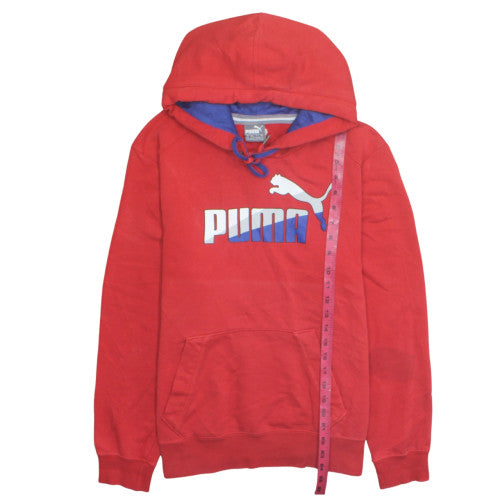 Puma Mens Red Pullover Hoodie Small Graphic Logo Sportswear
