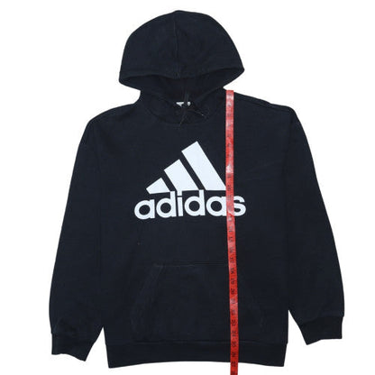 Back view of Adidas women’s black pullover hoodie, size S, logo print casual
