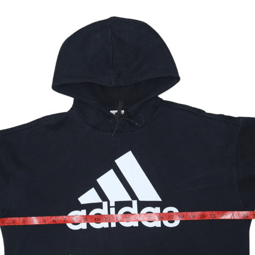 Adidas Womens Black Pullover Hoodie Size S Logo Print Casual