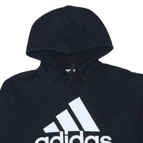 Adidas Womens Black Pullover Hoodie Size S Logo Print Casual