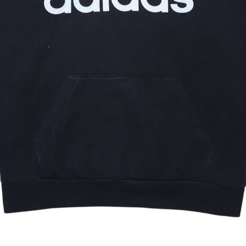 Adidas Womens Black Pullover Hoodie Size S Logo Print Casual