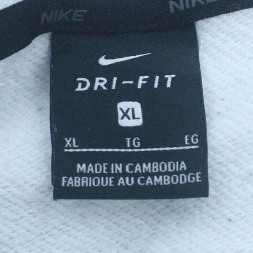 Nike Men's White XL Dri-Fit Pullover Hoodie with Logo