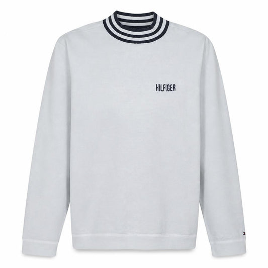 Tommy Hilfiger Men's White XL Mock Neck Embroidered Logo Sweatshirt