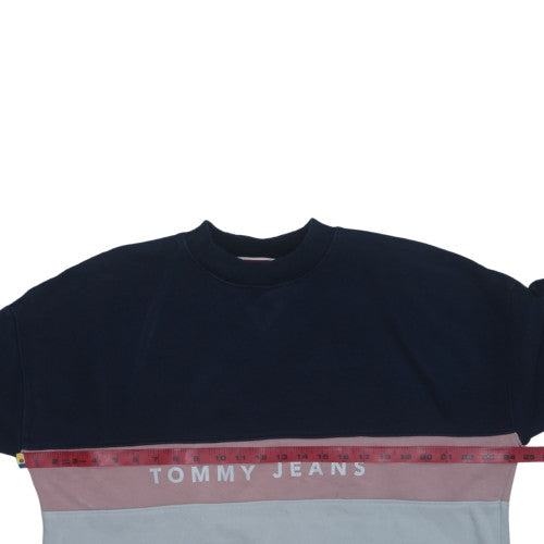 Tommy Jeans Womens Navy Pink Grey Colourblock Sweatshirt Size S