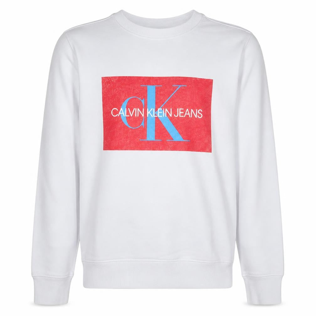 Calvin Klein Jeans Men's White XL Pullover Logo Sweatshirt
