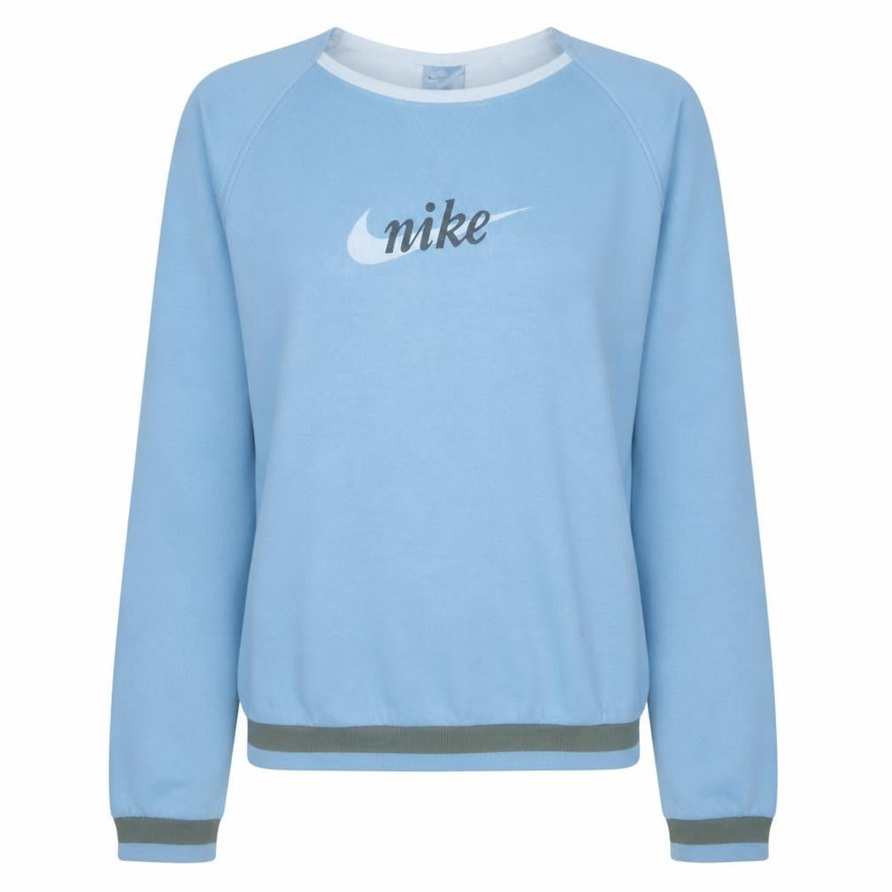 Nike Womens Blue Crew Neck Long Sleeve Pullover Sweatshirt Size L