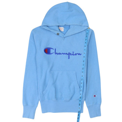 Champion Men's Blue Pullover Hoodie Medium Embroidered Logo Vintage