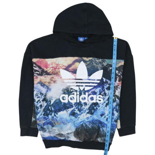 Adidas Womens Black Multicoloured Pullover Hoodie UK 8 Mountain Print