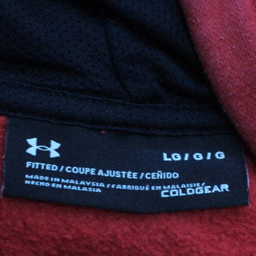 Under Armour Womens Red Fleece Hoodie Size Large ColdGear Fitted