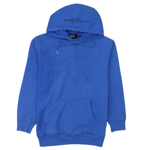 Diesel Men's Blue Small Pullover Hoodie with Logo Detail