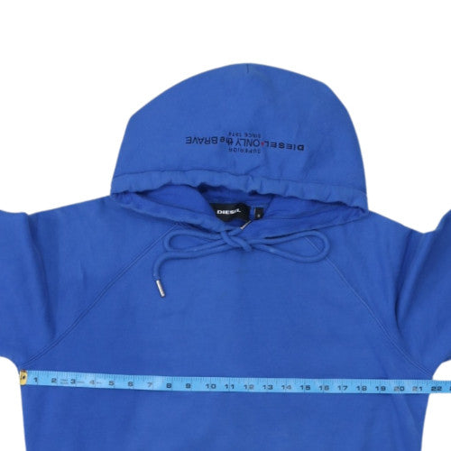 Diesel Men's Blue Small Pullover Hoodie with Logo Detail