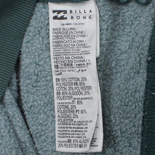 Billabong Men's Green Pullover Hoodie Size M Cotton Fleece