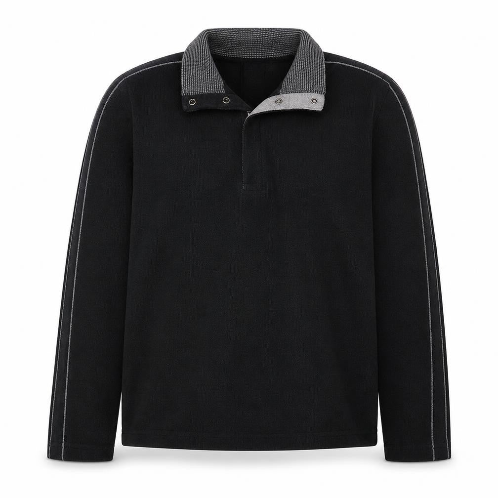 Hugo Boss Men's Black Collared Henley Jumper Size L Regular Fit