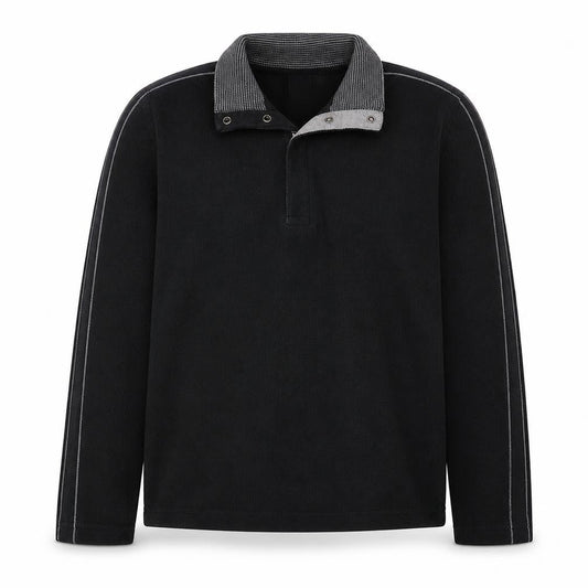 Hugo Boss Men's Black Collared Henley Jumper Size L Regular Fit
