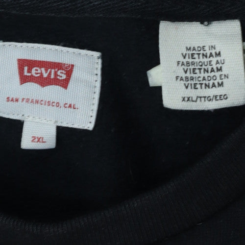Levi's Women's Black 2XL Logo Crew Neck Pullover Sweatshirt