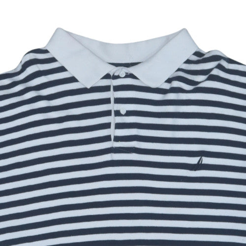 Nautica Men's Blue White Striped 3XLT Cotton Polo Shirt