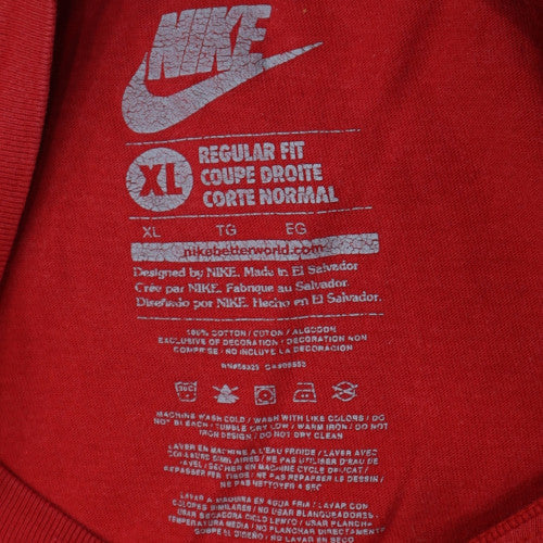 Nike Men's Red XL Regular Fit Crew Neck Sports T-Shirt
