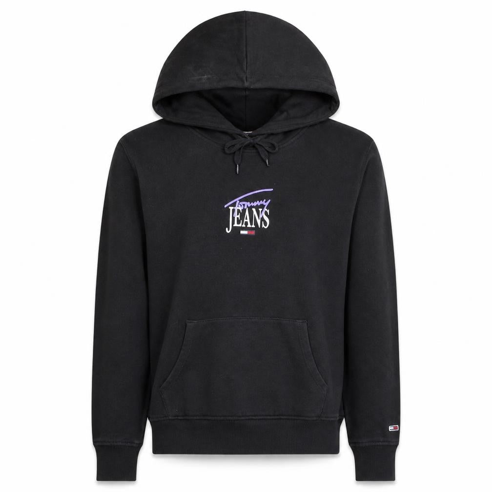 Tommy Jeans Men's Black Pullover Hoodie XS Logo Fleece Sweatshirt