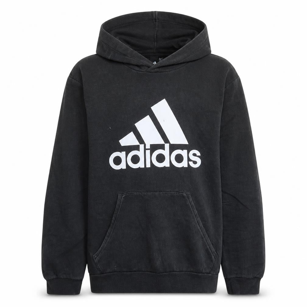 Adidas Mens Black Pullover Hoodie Size L Logo Fleece Sweatshirt