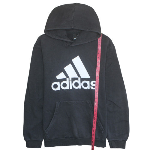 Adidas Mens Black Pullover Hoodie Size L Logo Fleece Sweatshirt