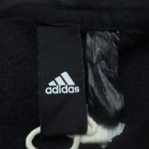 Adidas Mens Black Pullover Hoodie Size L Logo Fleece Sweatshirt