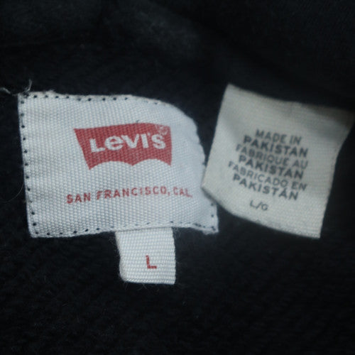 Levi's Mens Black Pullover Hoodie L Fleece Logo Sweatshirt