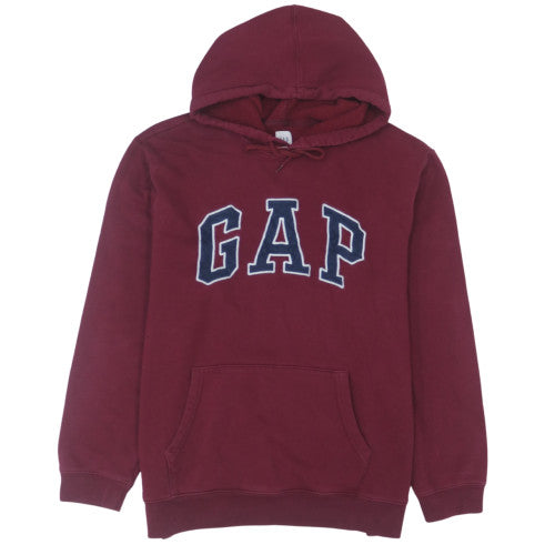 GAP Mens Burgundy Pullover Hoodie XL Cotton Blend Logo Sweatshirt