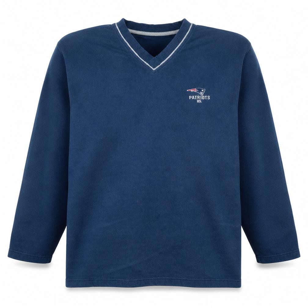 NFL Patriots Men's Blue 2XL V-Neck Fleece Sweatshirt