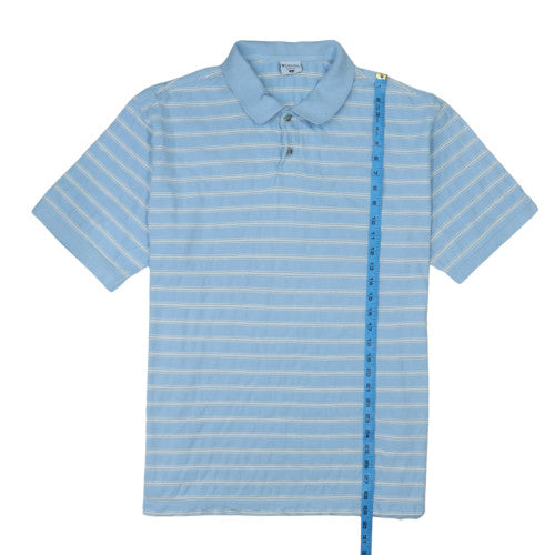 Columbia Men's Blue Striped Cotton Polo Shirt Size L